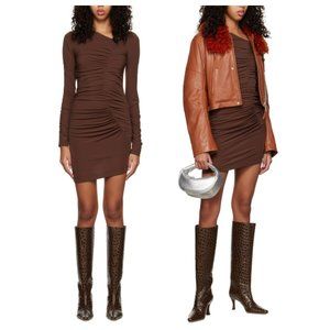 Helmut Lang Long Sleeve Ruched Jersey Mini Dress